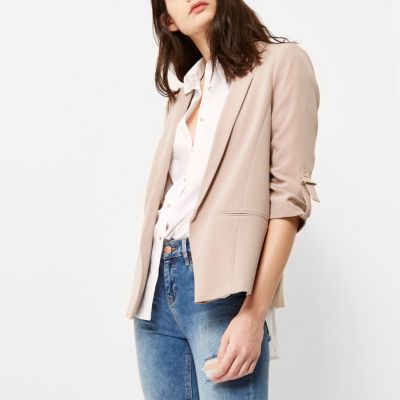 Nude buckle sleeve blazer